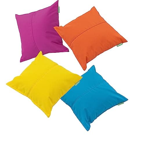 Image of Gardenista Premium Garden Scatter Cushion | Water Resistant 4 Pack Rainbow Cushions | Outdoor Patio Rattan Chairs | Hollowfibre Filled Seating Furniture Pillow | Soft Comfy & Durable | Square 45x45cm