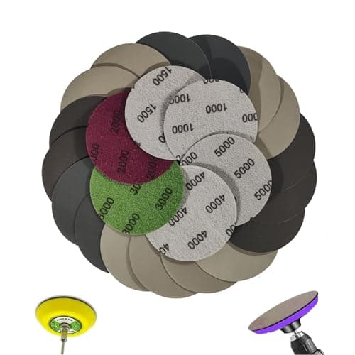 Image of DreamAug 24pcs 3" Round Silicon Carbide Sandpaper, 75mm Hook and Loop Sand Discs, Wet and Dry, for Metal, Wood, 1000/1500/2000/3000/4000/5000 Grit