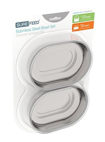 Image of Sure Petcare SureFeed Stainless Steel Bowl Set, Compatible With Microchip Pet Feeder and Connect, Sealed Pet Bowl, Metal, Pack of 2
