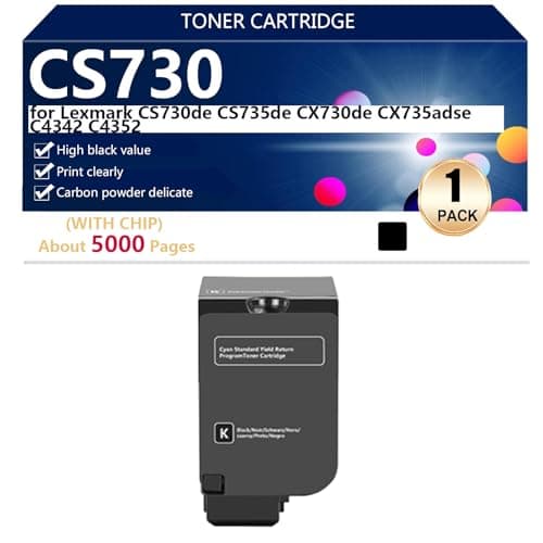 Image of CS730 Toner Cartridge Replacement for Lexmark CS730de CS735de CX730de CX735adse C4342 C4352 Printers, 5000 Pages,Black -1 pack