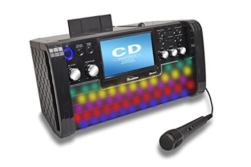 Image of Starion KS780-B Portable Bluetooth CD+G Karaoke Machine l Built-in 7 Inch TFT Screen l Stereo Speakers l Detachable Tablet Holder l USB for MP3 Record & Playback l Microphone Included l Light Effects