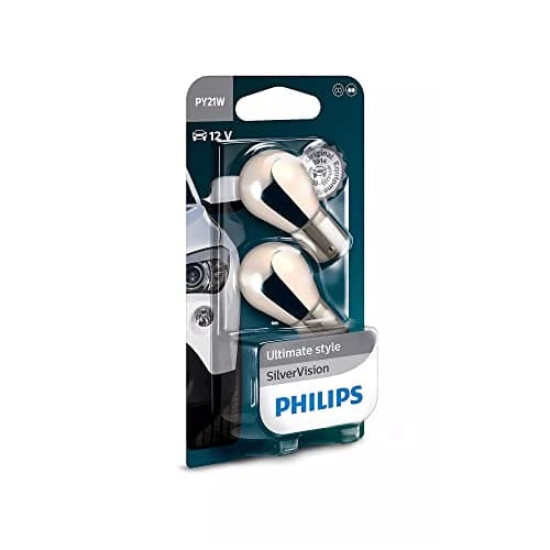 Image of Philips 12496SVB2 PY21W Silver Vision, Indicator Bulbs with Silver Coating (2 x Bulbs)