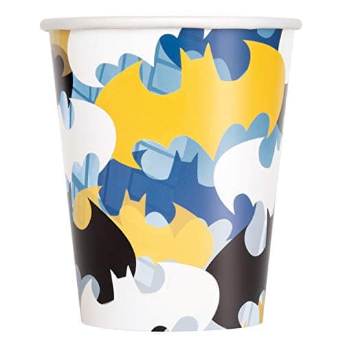 Image of Unique 77516EU Paper Cups-266 ml- Batman Party-8 Count (Pack of 1), Multicolour