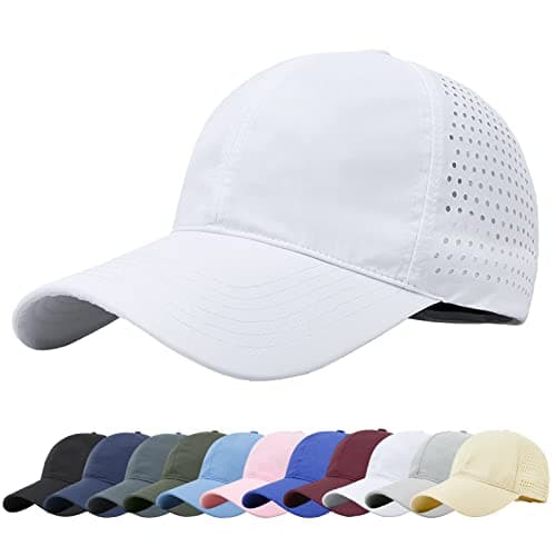 Image of Baynetin Men's Quick Dry Baseball Cap, Breathable Ultralight Mesh Sports Hat, UPF 50+ Sun Protection, Adjustable, White