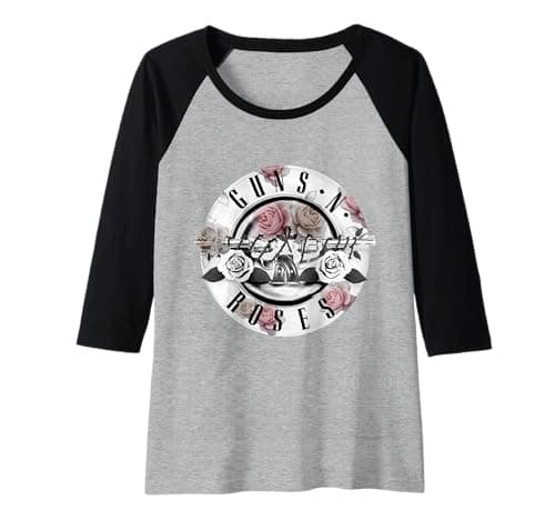 Image of Guns N' Roses Official Floral Bullet Raglan Baseball Tee