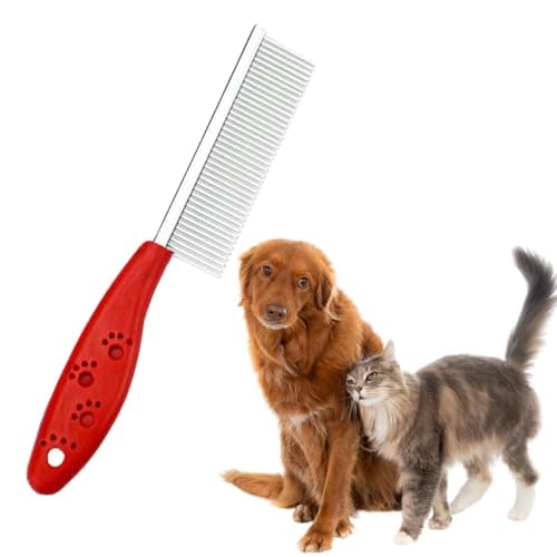 Image of Bahob® 1 Pack Deshedding Tool Pet Comb with Long & Short Stainless Steel Teeth Professional Dog Grooming Comb Removing Matted Fur, Knots & Tangles,Shedding Comb (Random Color)