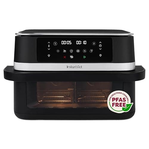 Image of Instant Pot Vortex VersaZone 12L Air Fryer, PFAS Free, Large, Twin 6L Baskets, 8-in-1, Dehydrate, Grill, Bake, Roast, Reheat, Easy Clean, Dishwasher Safe, Black Pepper
