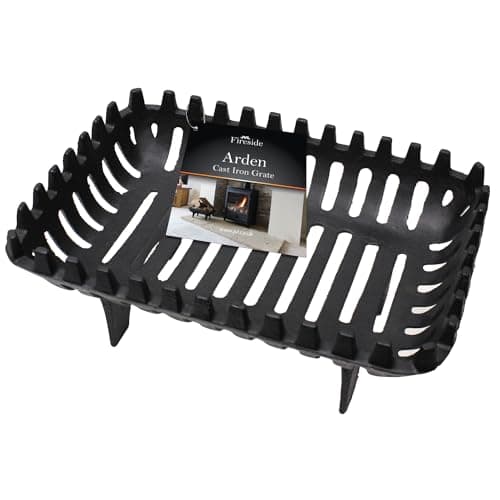 Image of JVL Arden Cast Iron 16" Fireside Accessory Log Coal Grate, Cast-Iron, Black, 37 x 27 x 16 cm