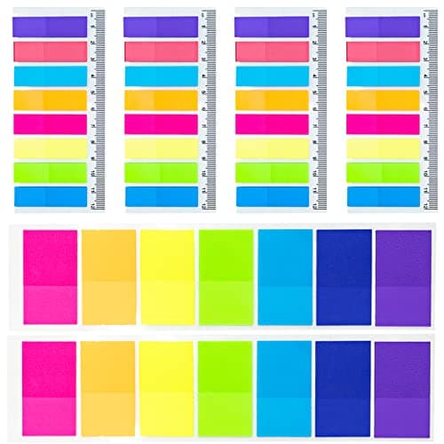 Image of SZXMDKH 920pcs Bright Neon Sticky Notes Flags, 280pcs 44x25mm Index Tabs Sticky + 640pcs 8 Color 43x13mm Mini Page Tape Flags, Translucent & Repositionable Filing Sticky Notes Tabs Page Markers Small