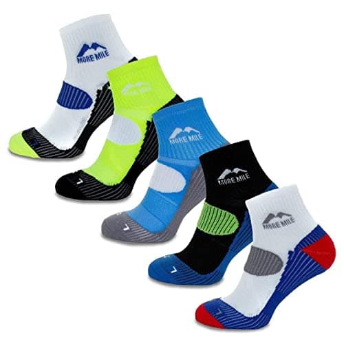 Image of More Mile London (5 Pair Pack) Mens Cushioned Running Socks , Multi-coloured, UK 11-13