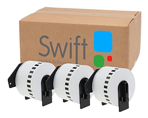 Image of Swift 2 x Compatible DK-N55224 54mm x 30.48m White Thermal Continuous Non Adhesive Paper Tape Labels Compatible with Brother QL Printers Including QL-700 QL-800 QL-1100 QL-570 QL-580 QL-710W QL-810W