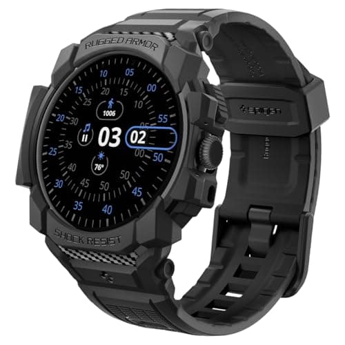 Image of Spigen Rugged Armor Pro Case with Strap Band Compatible with Google Pixel Watch 3 45mm (2024) - Matte Black