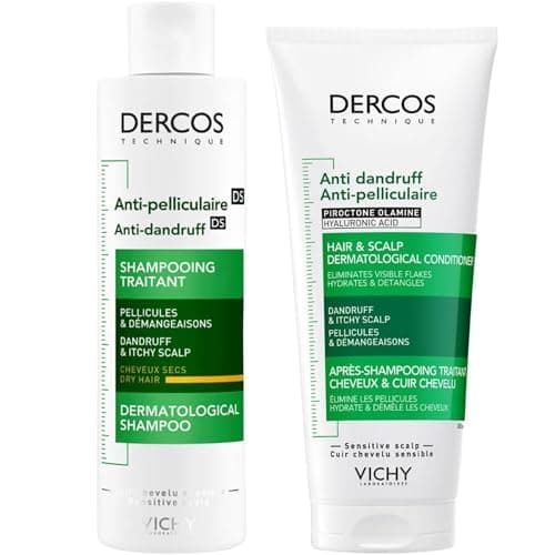 Image of Vichy Dercos Duo Pack – Anti-Dandruff Shampoo for Dry Hair + Scalp Soothing Conditioner – Dermatologically Tested Hair Care 2x200ml