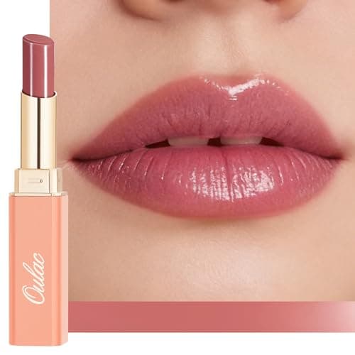 Image of Oulac Rich Red-Brown Lipstick - Moisture Shine Hydrating Lipstick & Tinted Lip Balm for Dry Lips, Medium Coverage Lip Colour | Juicy Look, Glossy Finish, Vegan, Cruelty-Free, Marsala (17)