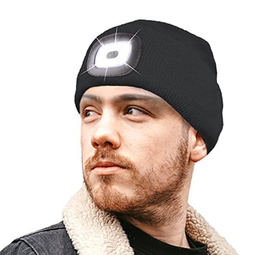 Image of RockJock STORMACTIVE 100% Waterproof LED Light Rechargeable USB Long Lasting Warm Beanie Hat Mens, Ladies, Kids for Camping, Walking, Running, Cycling Black