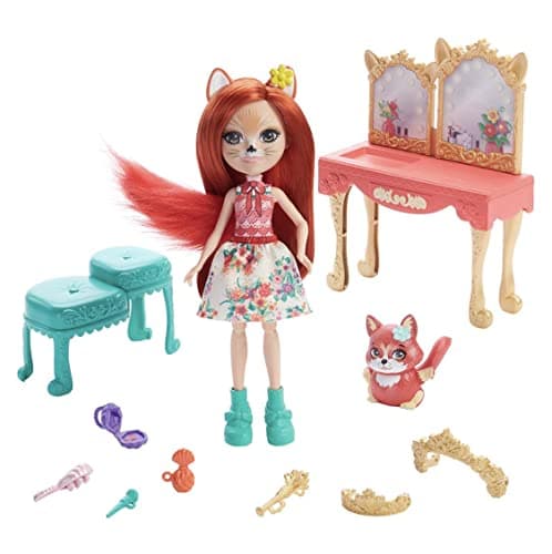 Image of Enchantimals GYJ05 - Royal Dressing Table Playset with Fabrina Fox Doll (approx. 15.2 cm) and 1 Animal, Toy for Children from 4 Years