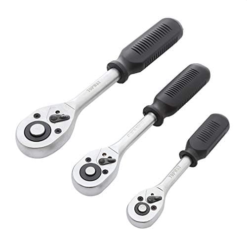 Image of TOPWAY TOWAY Ratchet Wrench Set 3PCs 1/2", 3/8" and 1/4", 24-Teeth Quick-Released Socket Wrench Handle, High Grade Chrome Vanadium Steel, Auto Repair Garage Tool 420010