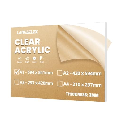 Image of Langaelex A1 Clear Cast Acrylic Sheet 594 x 841 mm, 3 mm Thick Perspex Sheet cut to Size for Laser Engraving, Wedding Sign, DIY and Crafts Project