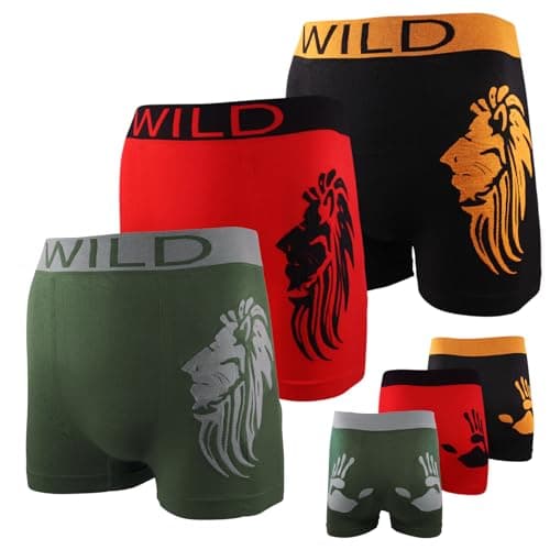 Image of Itzu 3 Pack Men's Novelty Boxer Shorts Underwear GANGSTER STRIPE SPORT WILD (UK, Alpha, M, Regular, Regular, 3 Pack (Wild Hands) Black Red Olive)