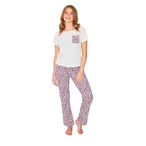 Image of TURTLE Women's Pyjama Set –Leopard Set Ladies Pyjamas Half Sleeve – Polyester Nightwear for Women – Comfortable Ladies Nightwear Set(S)
