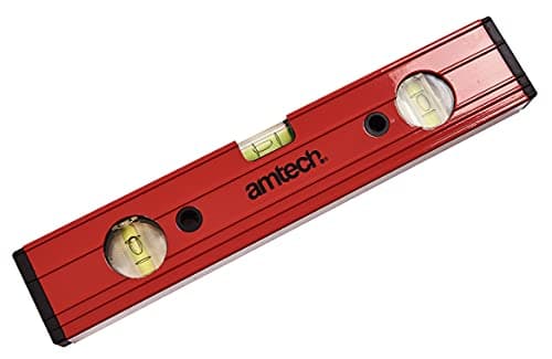 Image of Amtech - Ribbed Spirit Level, Heavy-Duty Aluminium with Milled Faces, Two Vertical & one Horizontal Vial, for Tight-Space Levelling, 300 mm / 12 in