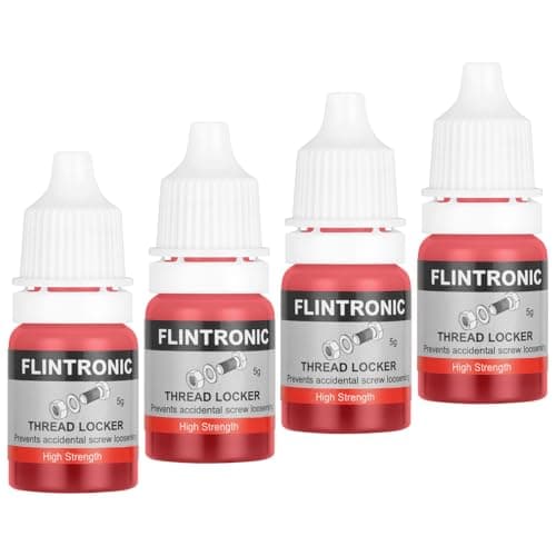 Image of Flintronic Thread Lock Red, 4PCS 5ml High Strength Threadlocker, Locktight Threadlock Against Losening and Leakage, Lock and Seal Nuts, Bolts, Fasteners and Metals