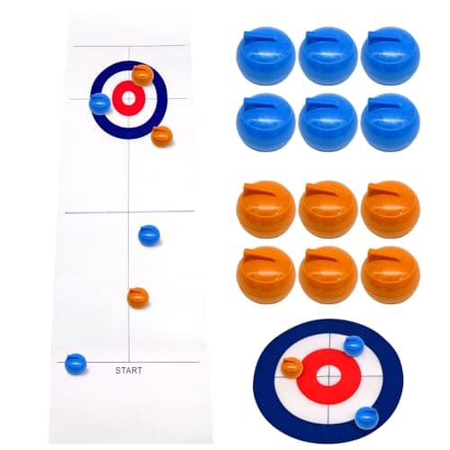 Image of HVIHWI Tabletop Curling Game, Funny Curling Game Family Games, Quick Easy to Set-Up Shuffleboard Curling Game Mini Curling Board Portable Tabletop Games for Home Party Travel