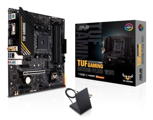 Image of Asus TUF GAMING A520M-PLUS WIFI, AMD A520, AM4, Micro ATX, 4 DDR4, VGA, HDMI, DP, AC Wi-Fi, 1x M.2