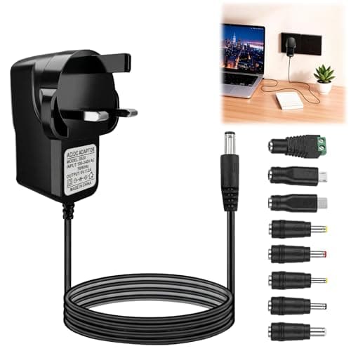 Image of 5V 2A Power Supply Adapter Universal AC to DC Power Adapter with 8 Tips DC Plug Adapters 5V Charger Replacement for LED Strip Lights, Router, TV Box, Speaker, Tablet and More Household Electronics
