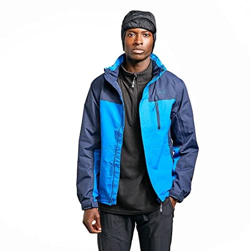 Image of Peter Storm Men’s Pennine Jacket with Rollaway Hood and 4 Zipped Pockets, Waterproof, Breathable, Lightweight & Adjustable Raincoat (UK, Alpha, XXL, Regular, Regular, Blue)