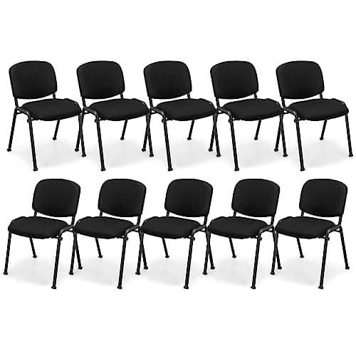 Image of COSTWAY Set of 2/4/5/6/10 Stackable Reception Chairs, Upholstered Armless Office Meeting Conference Chair, Computer Desk Seat Guest Visitors Chairs for Home Office (56 x 61 x 80 cm, 10PCS)
