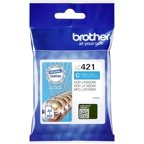 Image of Brother LC-421C Inkjet Cartridge, Cyan, Single Pack, includes 1 x Inkjet Cartridge, Brother Genuine Supplies, Standard