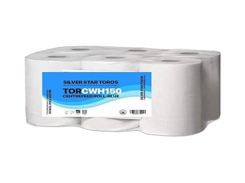 Image of Pure White Centrefeed Rolls – 6 Pack x 150m, 2-Ply Premium Paper Towels | UK-Made for Cleaning, Hygiene, Toilets & General Wipes (Silverstar)
