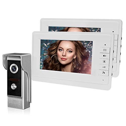Image of QttyElok Wired Video intercom Doorbell Phone System for Home 7'' TFT 2 Unit Monitors 700TVL Metal Camera gate System