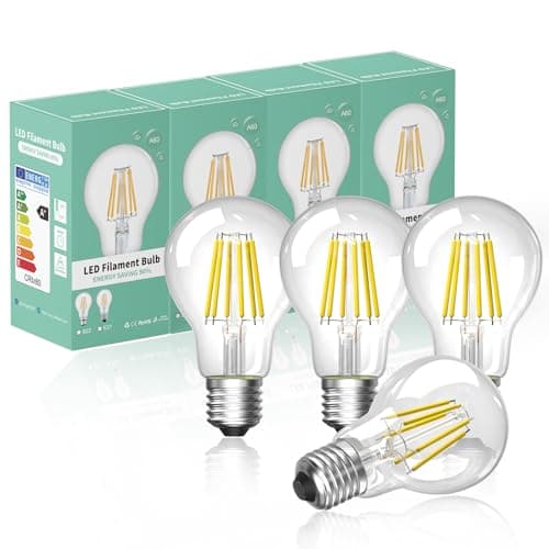 Image of Bonlux LED e27 Edison Screw Dimmable Filament Light Bulb Cool White 6000K ES A60 GLS Shape Antique Classic Lamp Bulb 60W-75W Halogen Equivalent 750LM Energy Saving Bulb(4-Pack)