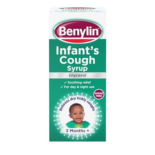 Image of Benylin Infant’s Cough Syrup Apple Flavour (1x 125 ml), Effective Tickly and Dry Cough Medicine, Suitable for Day and Night Use Medicine for Children Aged 3 Months +