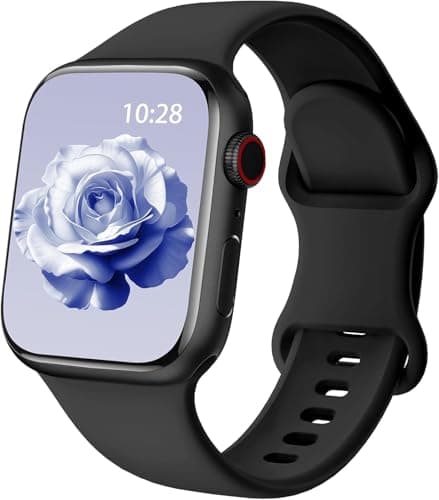 Image of Patented Upgraded Silicone Strap Compatible with Apple Watch Straps 40mm 38mm 41mm 42mm 44mm 45mm 46mm 49mm Women Men,Soft Sport Bands for iWatch Series 11 10 9 8 7 6 5 4 3 2 1 SE Ultra/Black