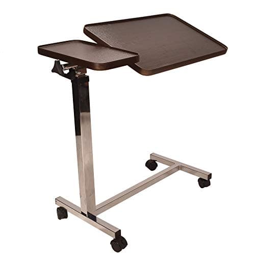 Image of Elite Care Deluxe twin top over bed table adjustable height and angle, raises with just 1 finger ECOBT2