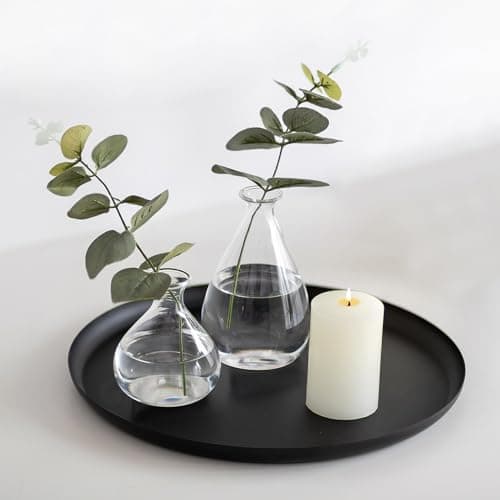 Image of Sziqiqi Black Candle Tray - 28cm Decorative Pillar Candle Holders Round Metal Candle Stand Table Centerpiece for Coffee Table Organizer