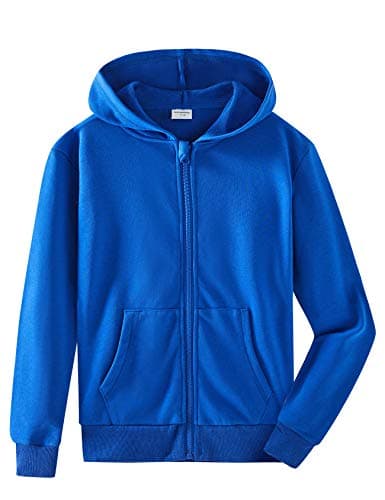 Image of Spring&Gege Youth Solid Full Zipper Hoodies Soft Kids Hooded Sweatshirt for Boys and Girls Size 7-8 Years Royal Blue