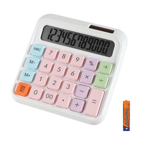 Image of Calculators HIHUHEN Large Calculator Solar & Battery Power 12 Digit Display Multi-Functional Big Button for Business Office School Calculating (HY-2688)