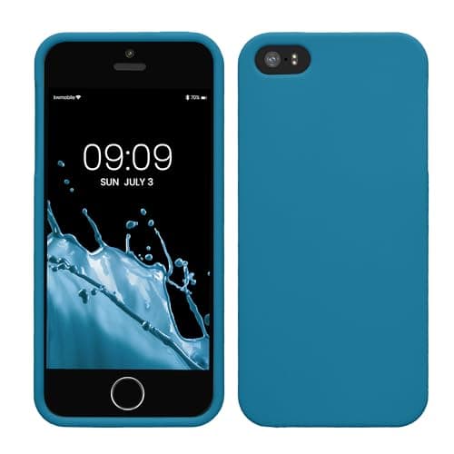 Image of kwmobile Case for Apple iPhone SE (1.Gen 2016) / iPhone 5 / iPhone 5S Case - Soft Cover - Shockproof TPU Material - Wireless Charging - Caribbean Blue