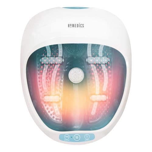 Image of HoMedics Luxury Foot Spa Massager, Heat and Keep Warm Function, Soothing Vibration Massage Rollers, 4 Bubble Strips for Hydro Massage, 2 Pedicure Pumice Stones - Suitable up to UK Size 12/EU 47 Feet