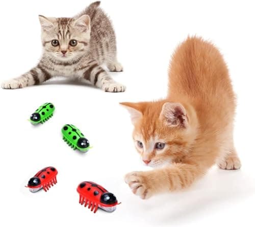 Image of Kinberry 4pcs Mini Robot Beetle Cat Toy Electric Beetle Toy Interactive Pet Bug Toy For Pet Cat Mouse
