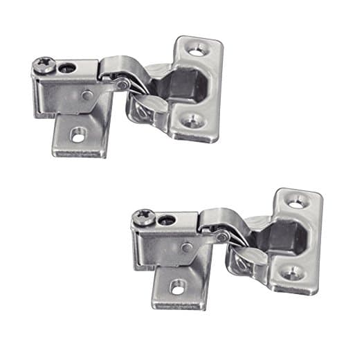 Image of Gedotec Carvans Charnier Short-Sleeved Hinge, Nickel, Steel, Nickel-Plated Metal, Pack of 2, Suitable for 14 mm Door Thickness, 95° Angle, Self-Closing, Pre-Assembled Mounting Plate, Concealed Hinge