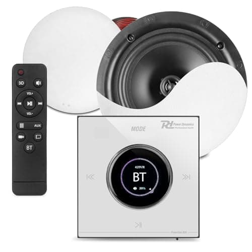 Image of Powerline B50W Bluetooth Ceiling Speaker System – Integrated In-Wall Amp, 2x Slimline 5.25” Ceiling Speakers, Complete Kit with Cable, Wireless Multi-Room Home Audio Solution