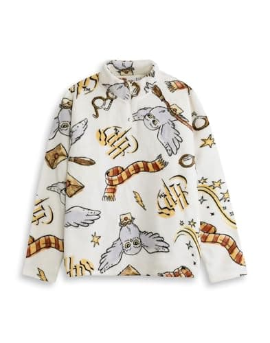 Image of Harry Potter Hedwig Womens White Jumper | Long Sleeve Hooded Pullover with Multicolour Details | Perfect for Loungewear & Casual Wear | Movie Themed Apparel Merch - Small