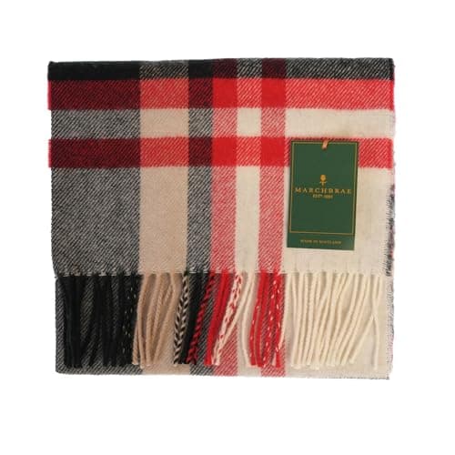 Image of ClanWool 100% Lambswool Scarf Made In Scotland – Traditional Tartan & Check Designs, Soft Warm Winter Wrap, 175 X 25 Cm, Unisex - Fashion Check Camel