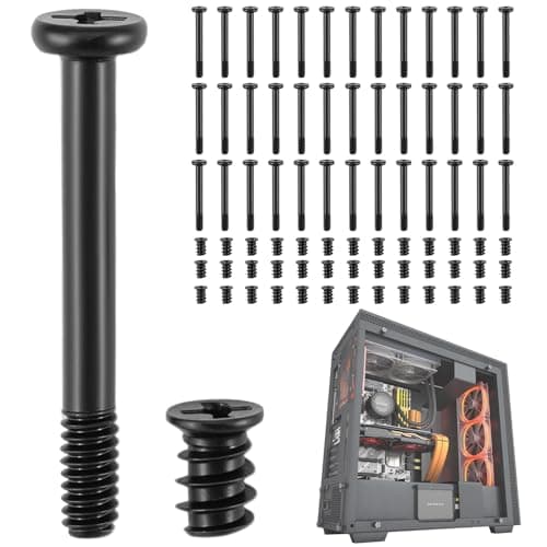 Image of QWORK® 80 PCS Computer Case Fan Carbon Steel Screws Kit, Universal PC Fan Radiator Self-Tapping Screws, for PC Case Fan Mounting