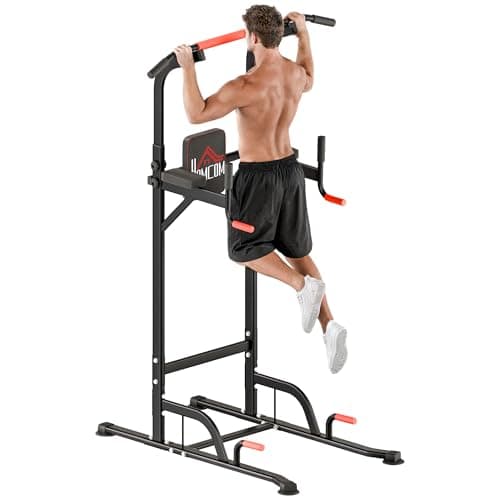Image of HOMCOM Power Tower Station with Dip Stand, Pull Up Bar Home Office Gym Training Workout Equipment